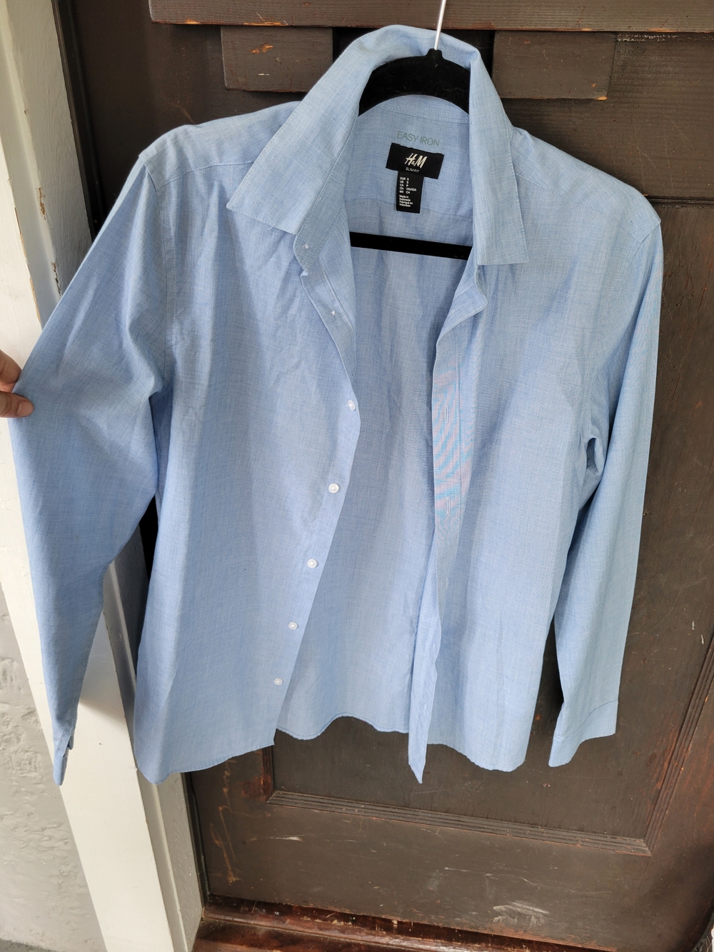 H&M Men's Pale Blue Long-Sleeve Dress Shirt